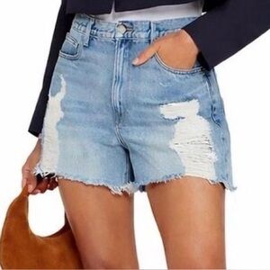 Frame Le Ultra Baggy Lomond Slash Denim Jean Shorts Size 26